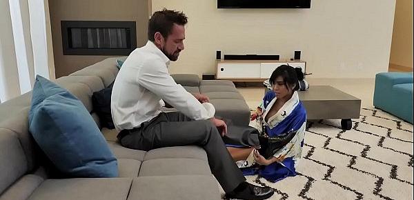  Naughty Asian geisha Ember Snow spreading her legs wide open for her favorite client